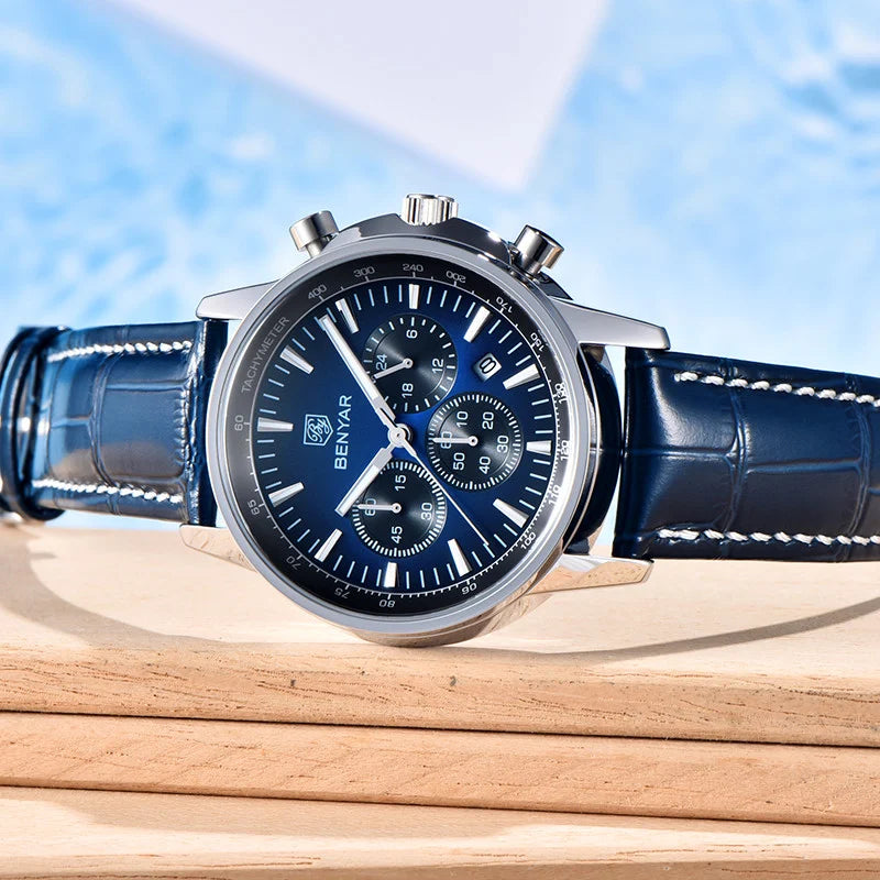 BENYAR Top Brand New Men Watches Leather Strap Luxury Waterproof Sport Quartz Watch Men Clock Reloj Hombre BY-5213