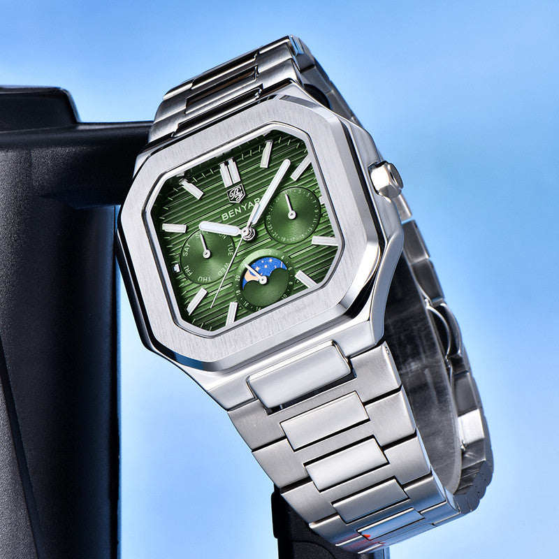 BENYAR BY-5221 Montre Homme Quartz Luxe – Acier Inoxydable, Étanche 3Bar