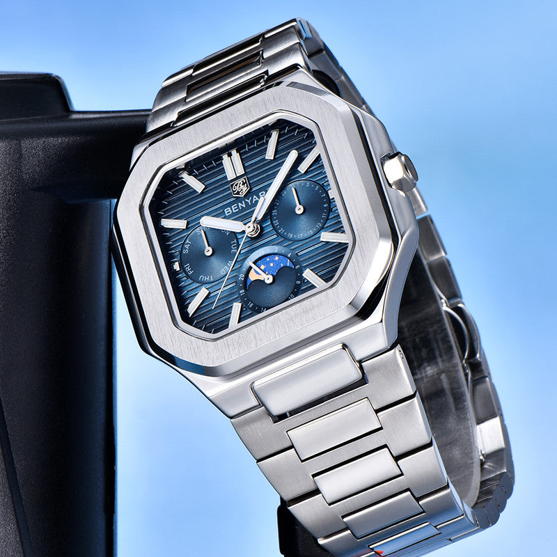 BENYAR BY-5221 Montre Homme Quartz Luxe – Acier Inoxydable, Étanche 3Bar