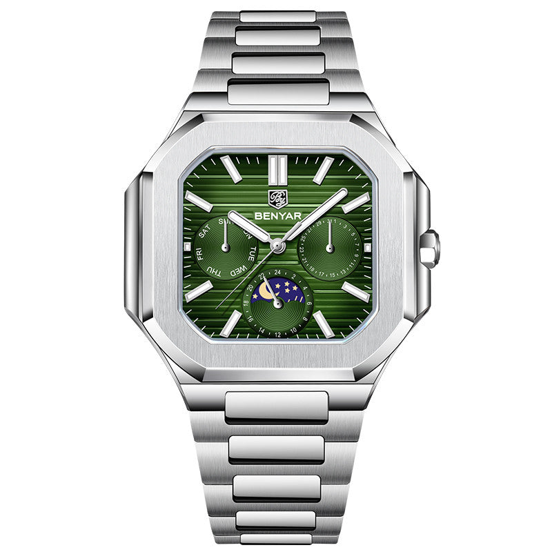 BENYAR BY-5221 Montre Homme Quartz Luxe – Acier Inoxydable, Étanche 3Bar