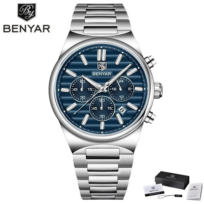  BENYAR 5214M 2026 New Business Elegant Men's Quartz Watch Hot Selling Waterproof Chronograph Night Light Calendar Watch