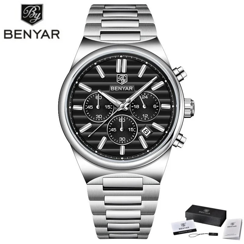  BENYAR 5214M 2026 New Business Elegant Men's Quartz Watch Hot Selling Waterproof Chronograph Night Light Calendar Watch 