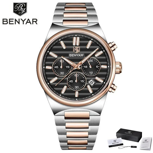  BENYAR 5214M 2026 New Business Elegant Men's Quartz Watch Hot Selling Waterproof Chronograph Night Light Calendar Watch