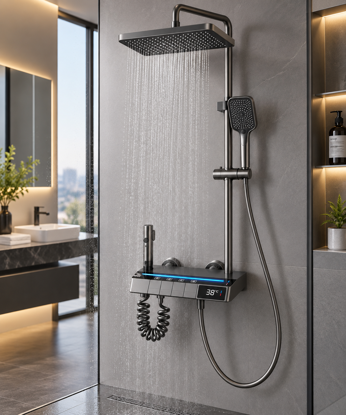 Colonne de Douche Thermostatique Intelligente – Affichage Digital 38°C