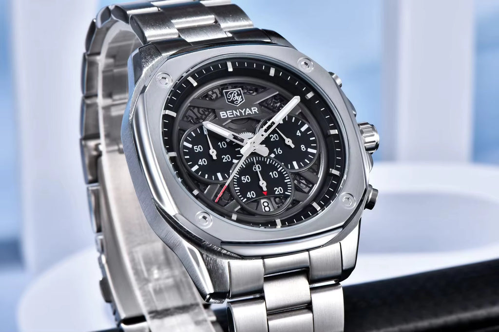 Montres mécaniques à quartz BENYAR 5222 de luxe pour hommes