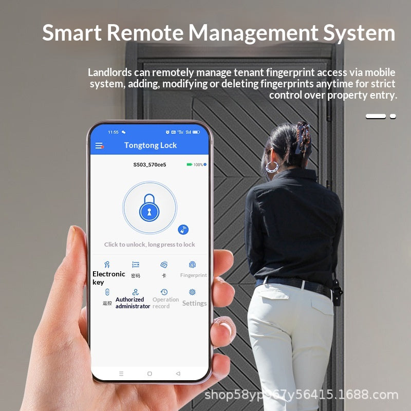 5-in-1 Smart Connected Lock with Fingerprint, PIN Code & Remote Control