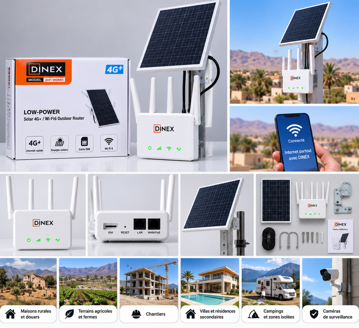 Routeur 4G+ Solaire Wi-Fi 6 DINEX WD680