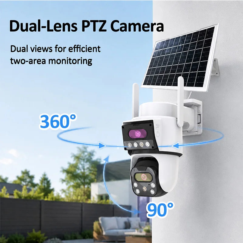 ANSVICAM 4G Outdoor Solar Camera 8MP Dual Lens PIR Night Vision Waterproof Security Camara Battery Wireless 24/7 Recording Cam