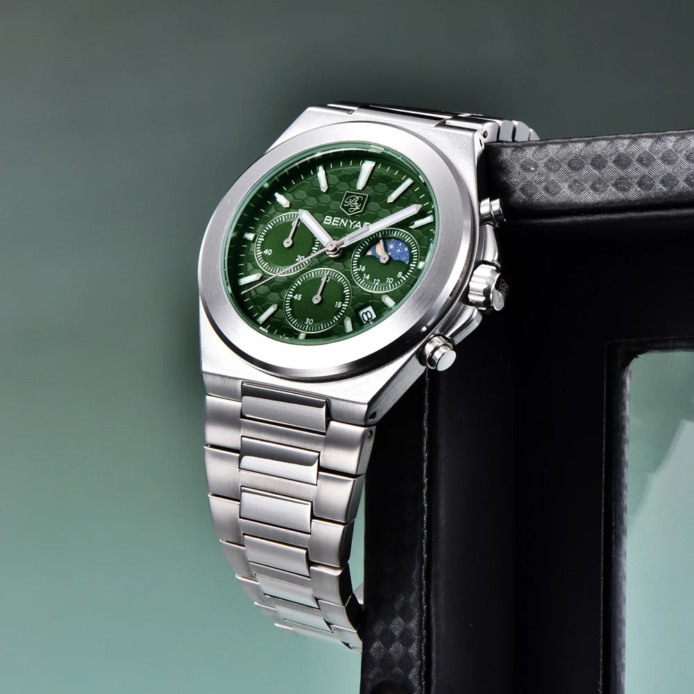 BENYAR 5220 New 2025 Multi functional Luxury Men's Watch Quartz Waterproof Luminous Calendar Chronograph Business Watch reloj