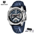BENYAR 5171 Fashion Men's Quartz Watch Leather Strap Luminous Calendar Chronograph Sport Military Waterproof Wristwatch For Man