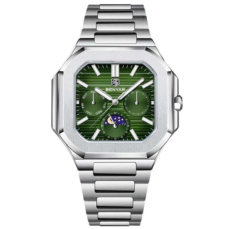 BENYAR Top Brand New Men Watches stainless Steel Luxury Waterproof Sport Quartz Watch Men Clock Reloj Hombre BY-5221 