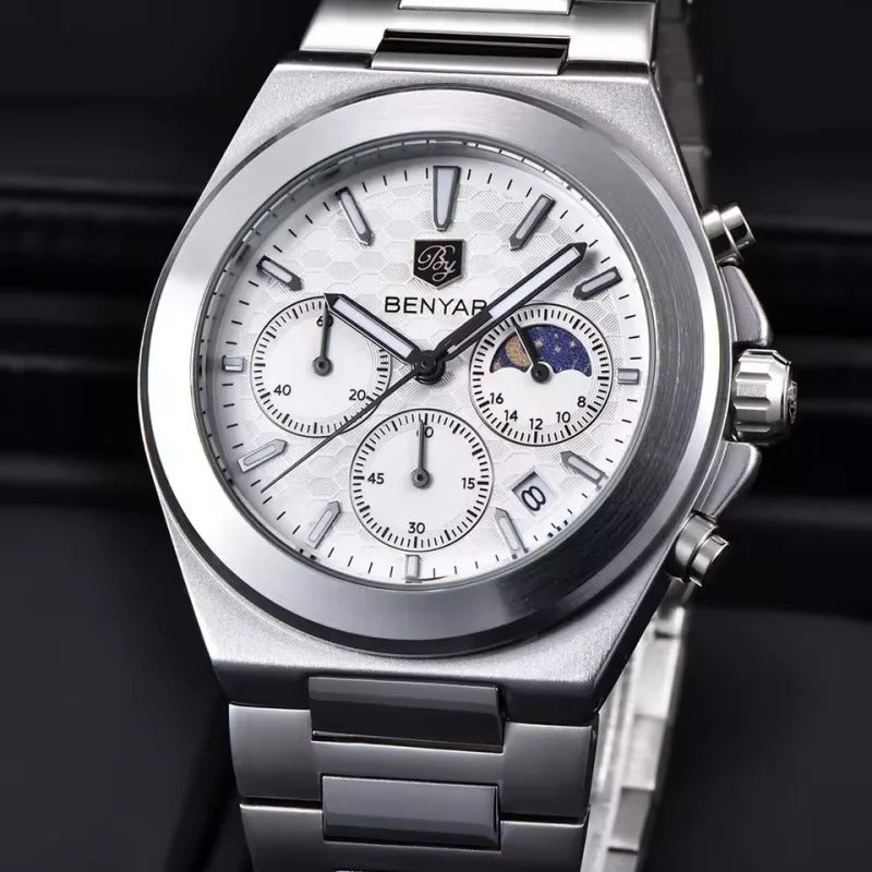 BENYAR 5220 New 2025 Multi functional Luxury Men's Watch Quartz Waterproof Luminous Calendar Chronograph Business Watch reloj