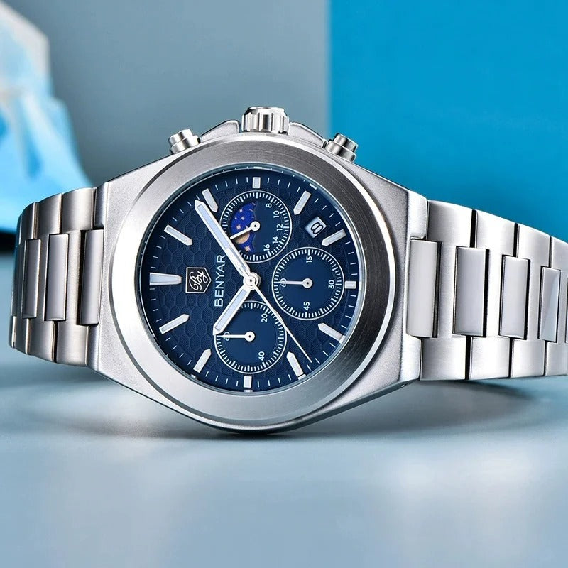 BENYAR 5220 New 2025 Multi functional Luxury Men's Watch Quartz Waterproof Luminous Calendar Chronograph Business Watch reloj