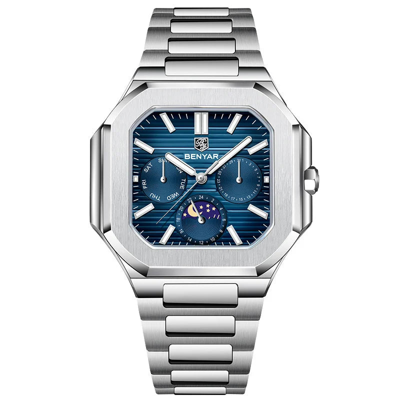 BENYAR Top Brand New Men Watches stainless Steel Luxury Waterproof Sport Quartz Watch Men Clock Reloj Hombre 