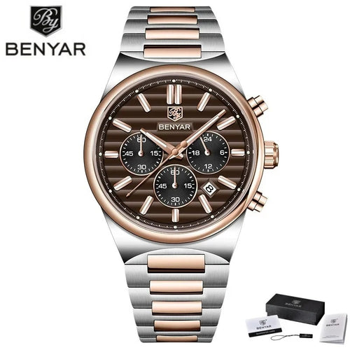  BENYAR 5214M 2026 New Business Elegant Men's Quartz Watch Hot Selling Waterproof Chronograph Night Light Calendar Watch 